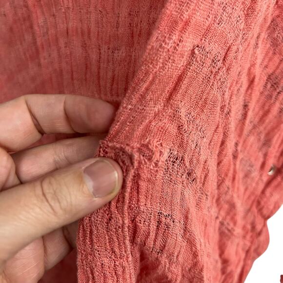 Boho Linen Gauze Hoodie Top Chico’s Rust Red Pullover Size 3 XL‎ - Picture 6 of 6